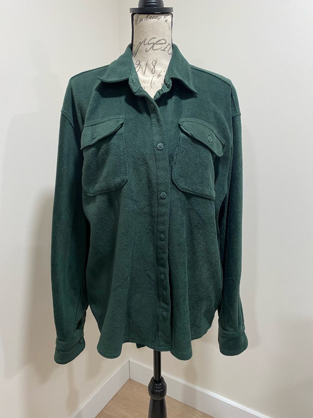 Vintage Lee Dark Green Fleece Shaket Shirt Size XL